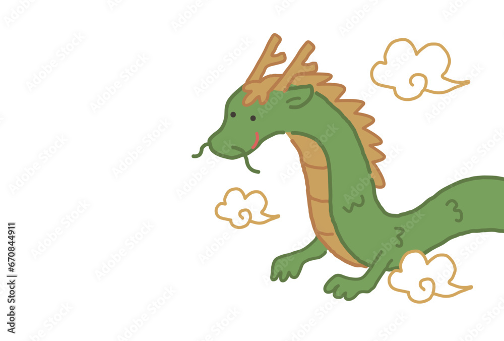 Obraz premium 緑の龍のイラスト素材