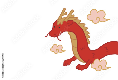 赤い龍のイラスト素材