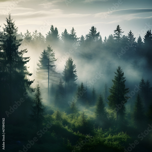 Morning landscape in the forest