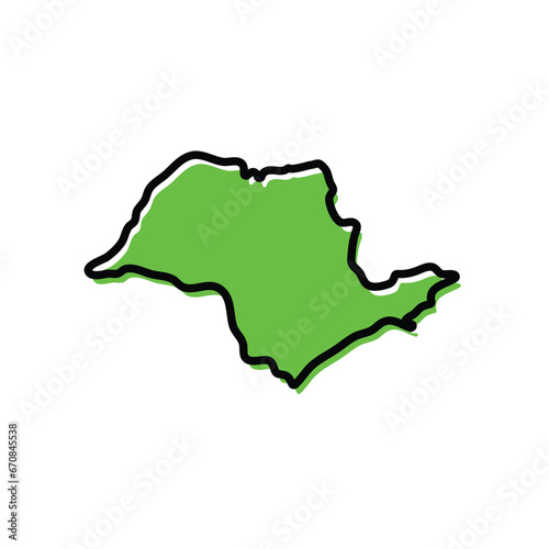 State of Sao Paulo map vector illustration. Brazil state map.