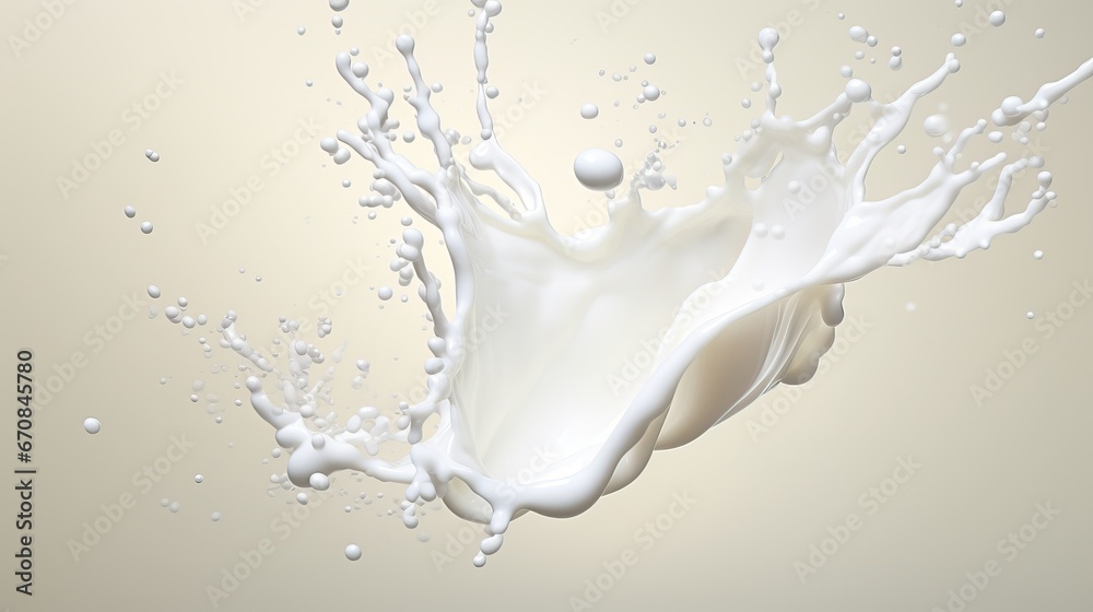 pouring milk splash isolated on white background	