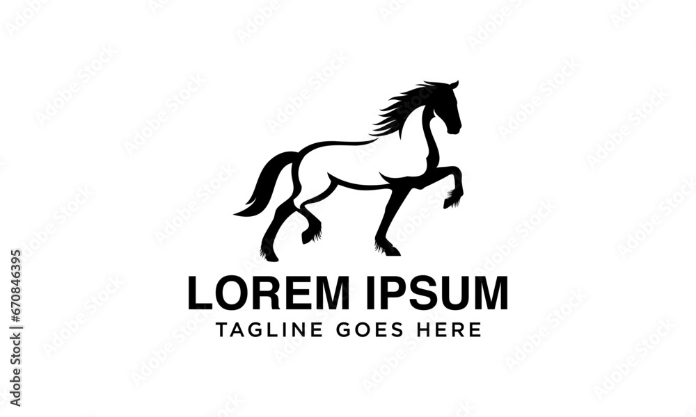 standing black horse logo design