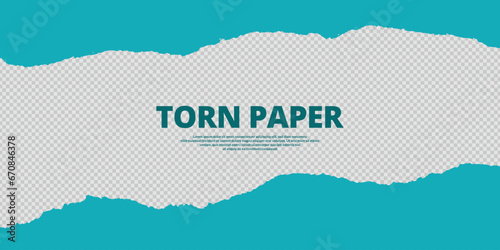 Torn paper teal Blue and white color ripped paper background post, banner, design