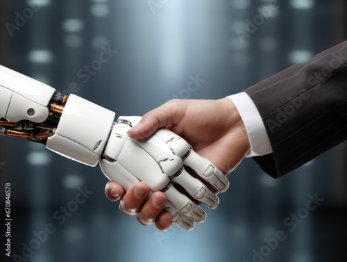 Business handshake of human and robot  photo