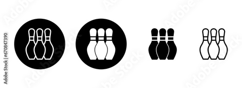 Bowling icon set illustration. bowling ball and pin sign and symbol.