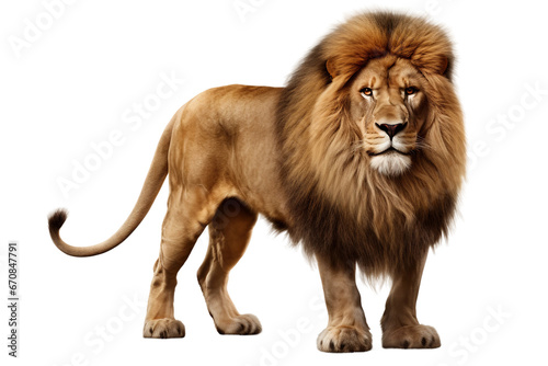 Majestic Lion with Flowing Mane isolated on transparent background, Generative Ai