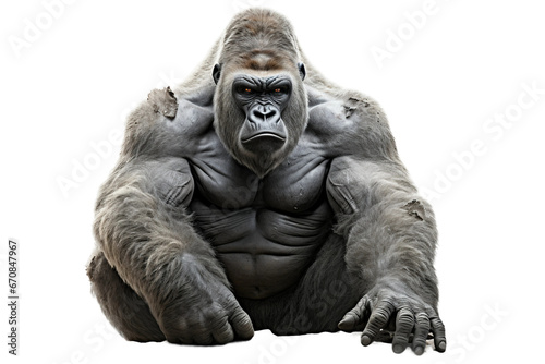 Powerful Silverback Gorilla isolated on transparent background  Generative Ai