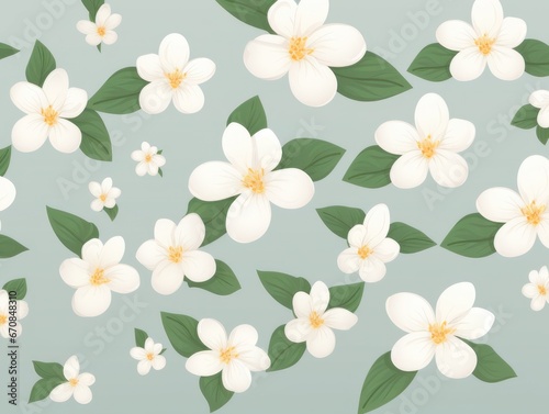 Delicate jasmine flowers on a green background