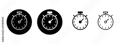 stopwatch icon set illustration. Timer sign and symbol. Countdown icon. Period of time