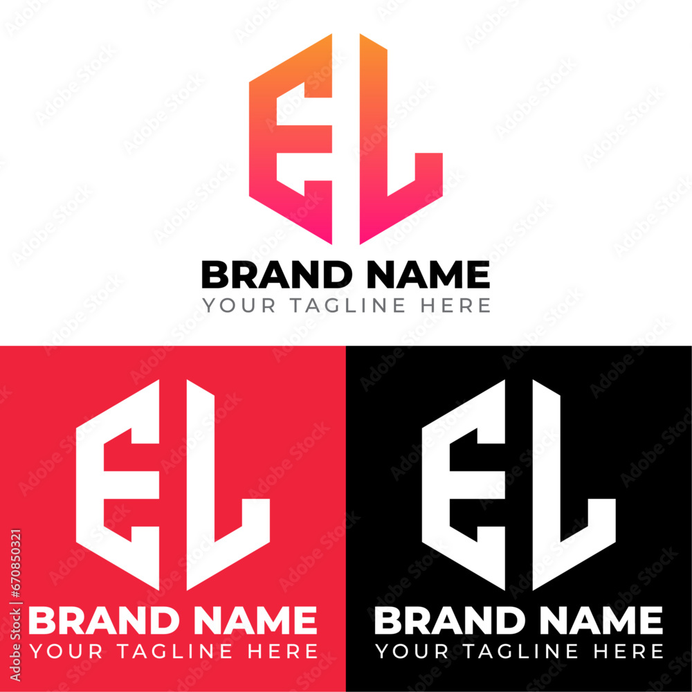 E L Double Letters Polygon Logo, Two letters E L logo design, Minimalist creative vector logo design template E L Double Letters Polygon Logo, Two letters E L logo design, Minimalist creative vector logo design template
