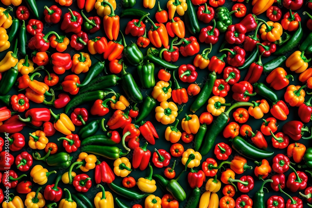 A colorful garden with rows of many pepper varieties.