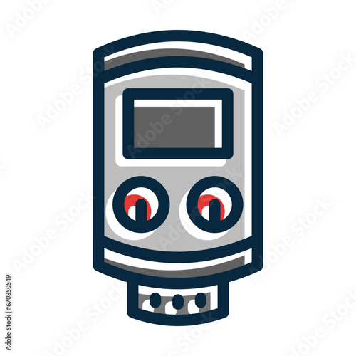 Tankless Water Heater Vector Thick Line Filled Dark Colors