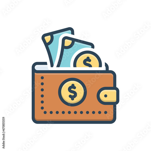 Color illustration icon for wallet