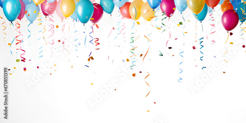 colorful balloons on a white background  advertising banner  web banner  Place for your text  copy space  empty space  Generative AI