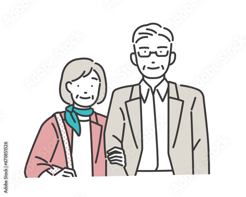 旅行をするシニア夫婦のベクターイラスト素材／夫婦／旅行