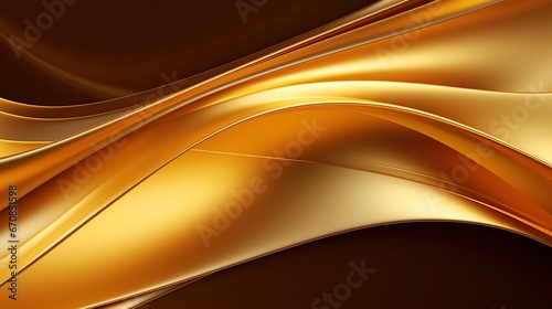 Modern colorful dynamic lines flow, Wave shape in gold color background. AI generated image