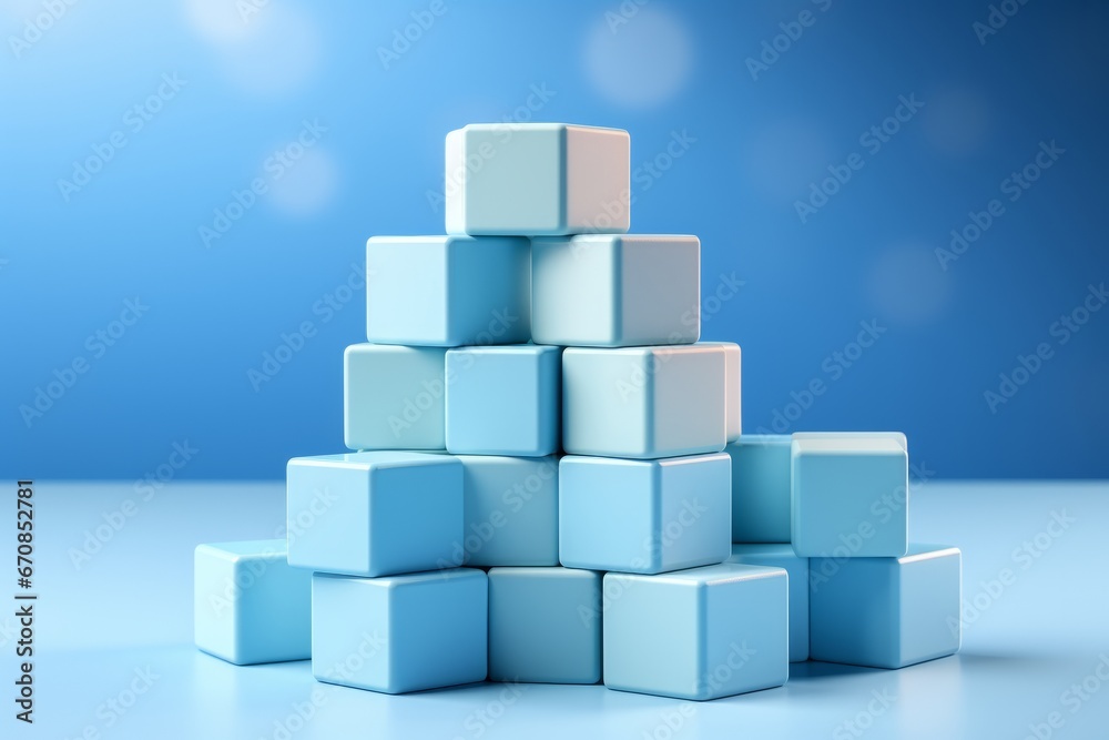 Pastel blue building blocks set, encouraging creativity and imagination in toddlers, Generative AI Pastel blue building blocks set, encouraging creativity and imagination in toddlers, Generative AI