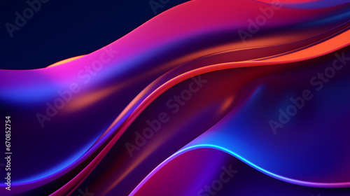 3d render, abstract geometric neon background, colorful glowing wavy line. Minimalist wallpaper. Generative AI.