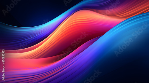 3d render, abstract geometric neon background, colorful glowing wavy line. Minimalist wallpaper. Generative AI.