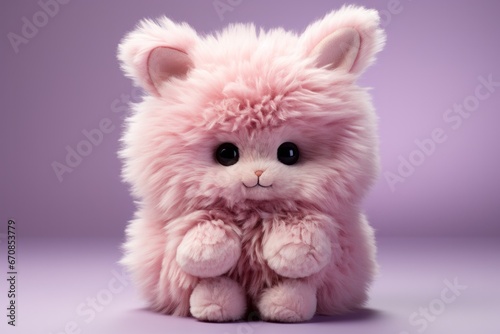 Pastel lavender plush bunny, a soft and huggable friend for young children, Generative AI