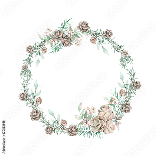 Watercolor Christmas wreath