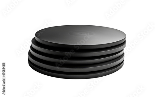 Stack of Black Gliding Discs Isolated on Transparent Background PNG.