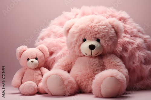 Pastel pink teddy bear, a comforting and lovable companion for toddlers, Generative AI