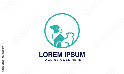 simple dog and cat river logo design