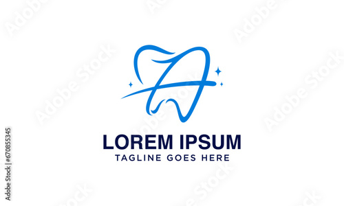 orthodontic logo design initial A forming a simple tooth
