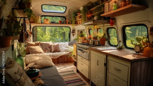 kitchen interior in the van cozy lifestyle