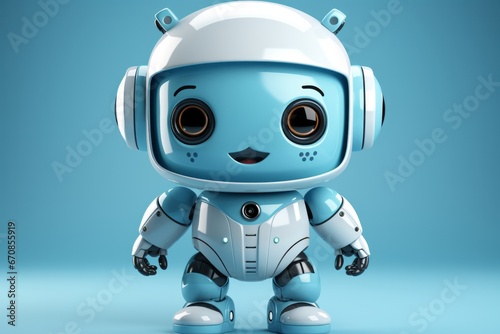 Pastel blue toy robot with a simple and sleek design, fostering creativity and play, Generative AI © Box Milk
