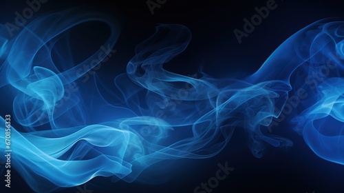 Light neon blue smoke color on dark background. AI generated image