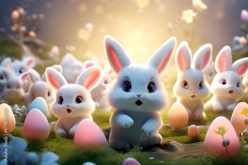 easter bunny and eggs,easter bunny and easter eggs