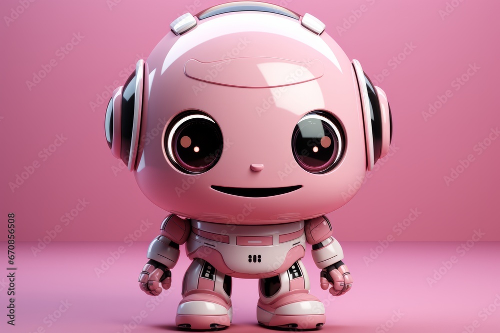 Pastel pink robot with a friendly face, designed to engage and entertain kids, Generative AI Pastel pink robot with a friendly face, designed to engage and entertain kids, Generative AI