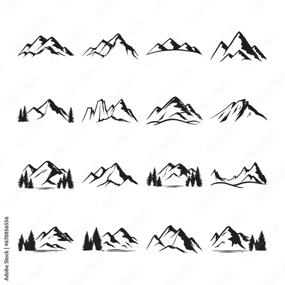 Set of peak mountain logo icon vector template