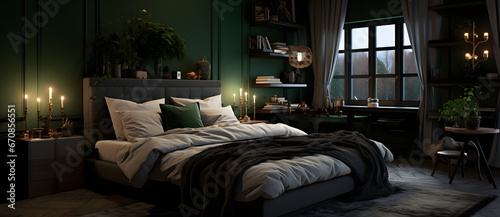 A romantic couple's bedroom with a large bed 2