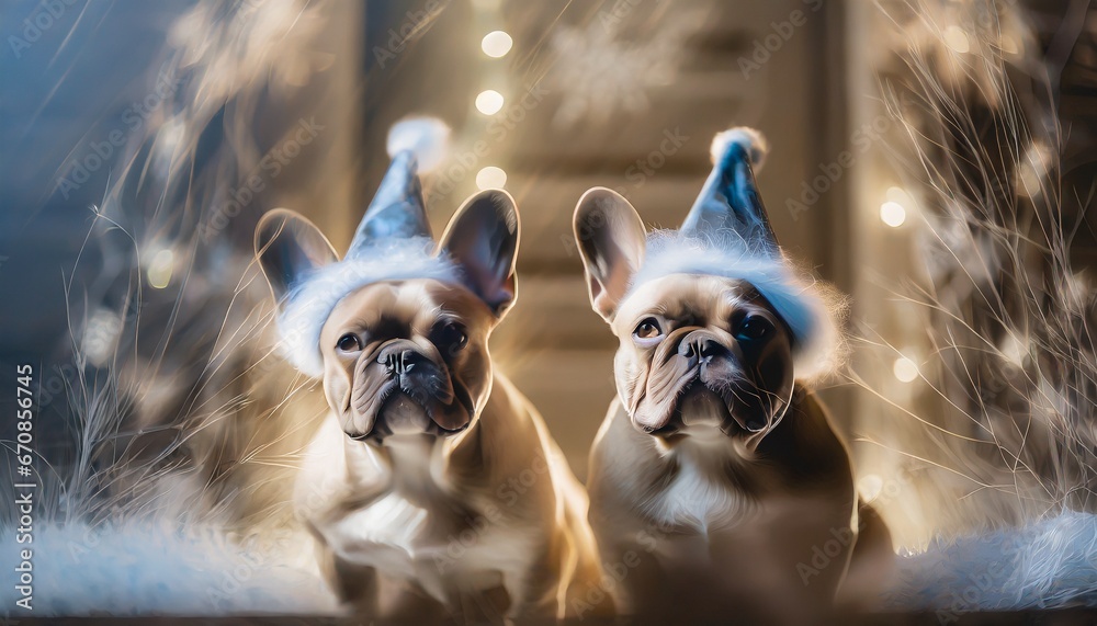 Dogs Christmas - obrazy, fototapety, plakaty 