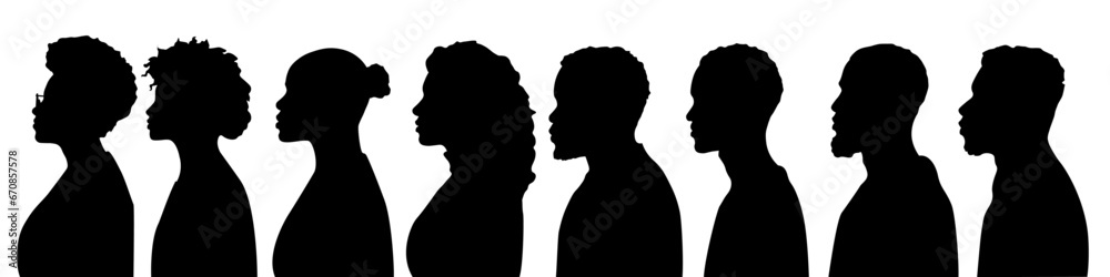 African American Profile. African Americans Silhouette. Black people vector