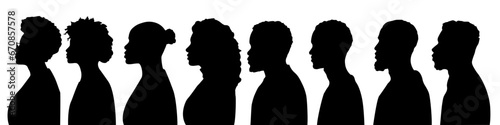 African American Profile. African Americans Silhouette. Black people vector