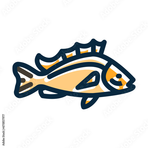 Rockfish Vector Thick Line Filled Dark Colors photo