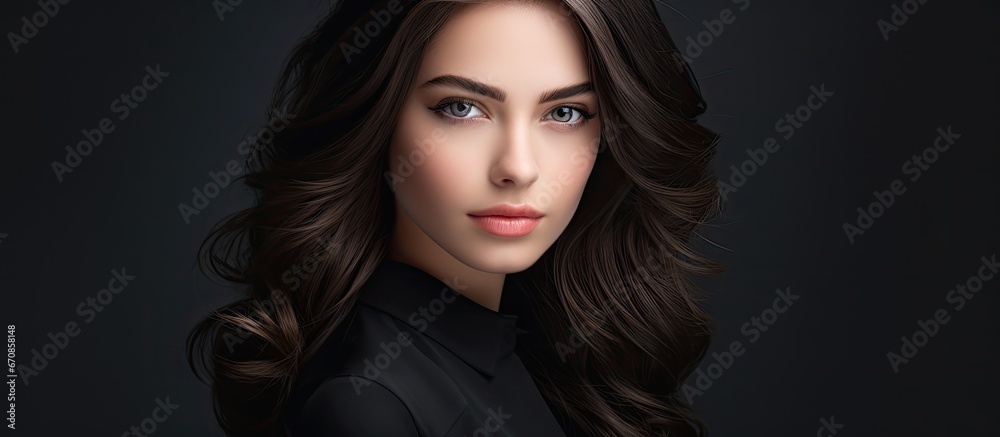 Fashion concept portrait of a stunning Caucasian brunette girl