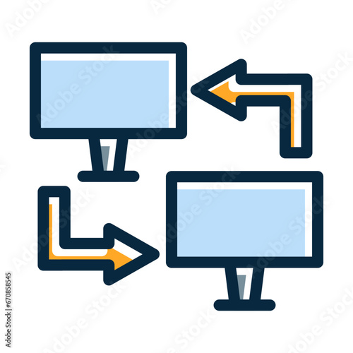 Local Network Vector Thick Line Filled Dark Colors