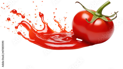 Tomato sauce splashing on the transparent background