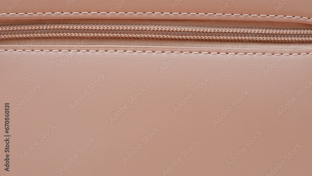 full frame detailed texture of brown leather with zipper