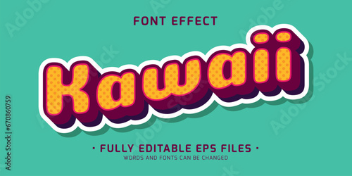 Vector editable font effect kawaii doodle style