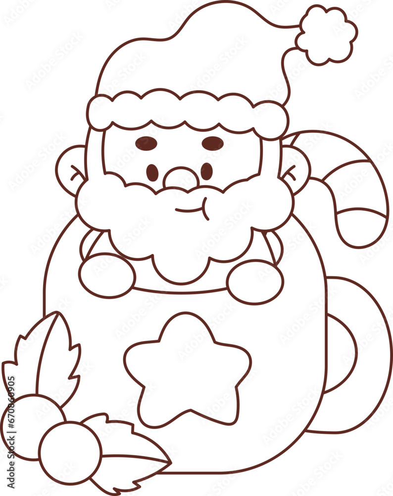 Collection of Christmas cartoons isolated on a white background. Little Santa with gifts and holiday decorations; cute card. Super cute cartoon character, illustration, hand drawn, vector Collection of Christmas cartoons isolated on a white background. Little Santa with gifts and holiday decorations; cute card. Super cute cartoon character, illustration, hand drawn, vector