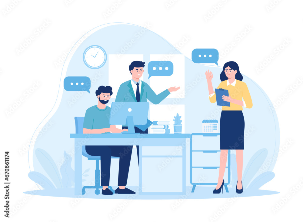 People are learning together concept flat illustration
