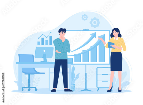 People consult on projects concept flat illustration