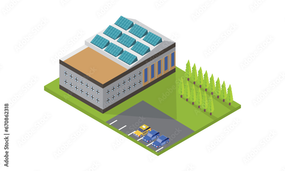 solar cell energy, industry use solar cell roof top in isometric graphic.on white background.3D design.isometric vector design Illustration. solar cell energy, industry use solar cell roof top in isometric graphic.on white background.3D design.isometric vector design Illustration.