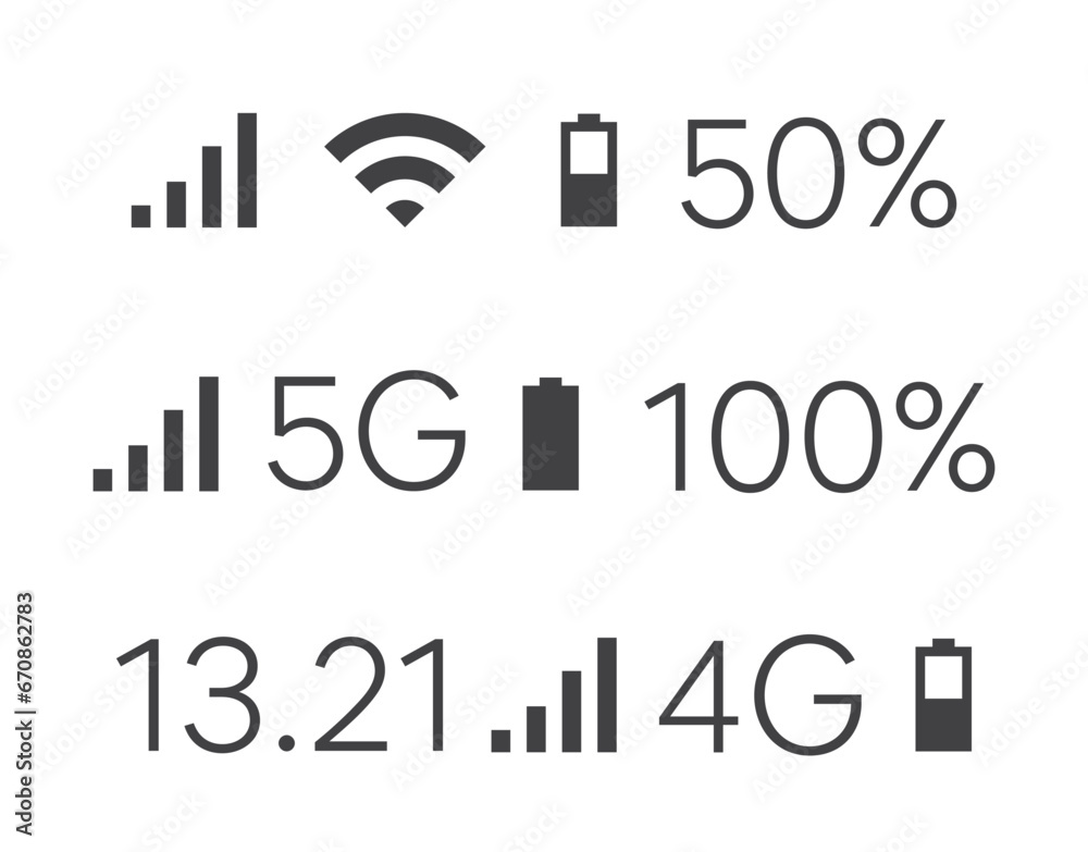 Status bar icon set isolated vector illustration. Stock Vector Adobe
